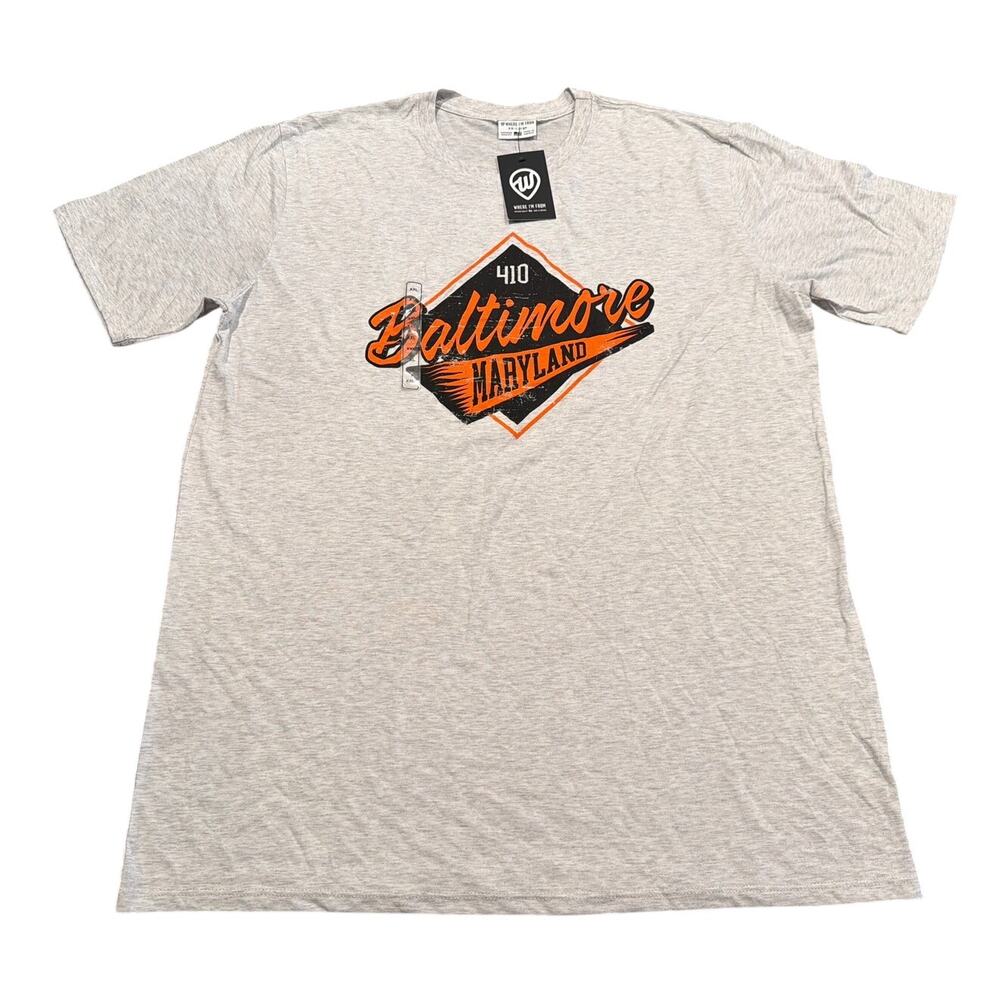 NWT Where I’m From Baltimore Maryland 410 Graphic T-Shirt, Gray, Size XXL